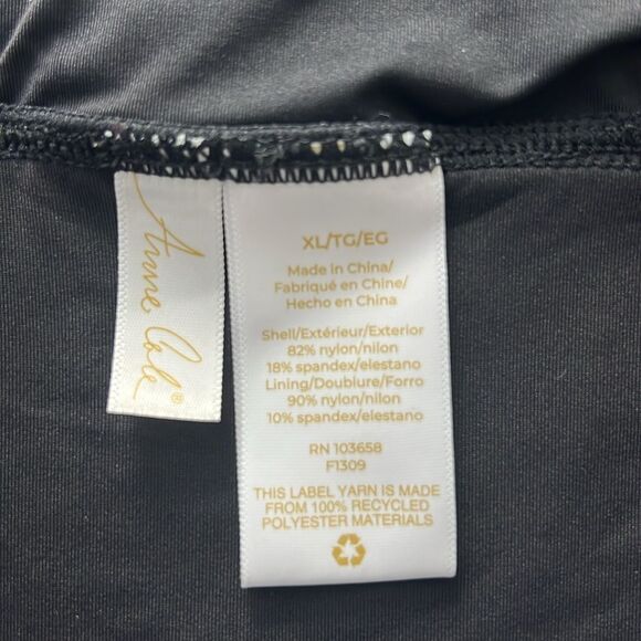 New Anne Cole Soft Band Bikini Bottom Classic Solid Black Full Coverage Size XL - Picture 6 of 9